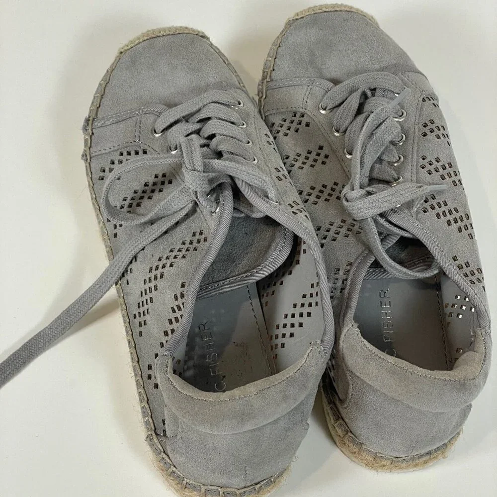 Marc Fisher Womens Lace Up Baila Espadrille Shoes Gray‎ 6.5 M Perforated A303051